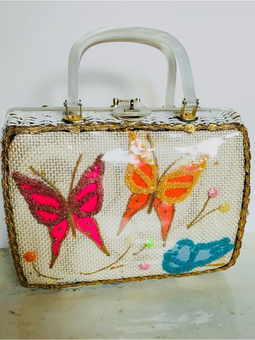 Vintage Adele Basket Weave Miami Florida Purse